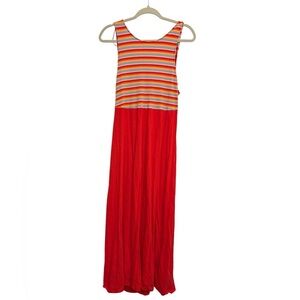 Zara Red and Multicolor Striped Midi Dress